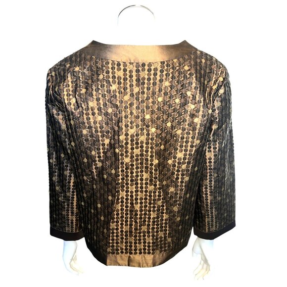 Peter Nygard Small Vintage Bronze Gold Silk Jacket Vintage Dot Party Evening Chi - Picture 4 of 13